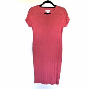 Motherhood Maternity Rib Knit T-Shirt Dress Coral